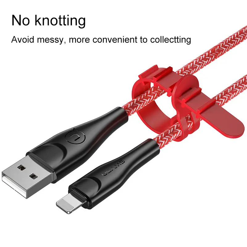 USAMS USB кабель для освещения кабель для iPhone 2 м 2.4A кабель передачи данных для быстрой зарядки для iPhone 7 8X6 6s plus 5 SE 5S зарядное устройство