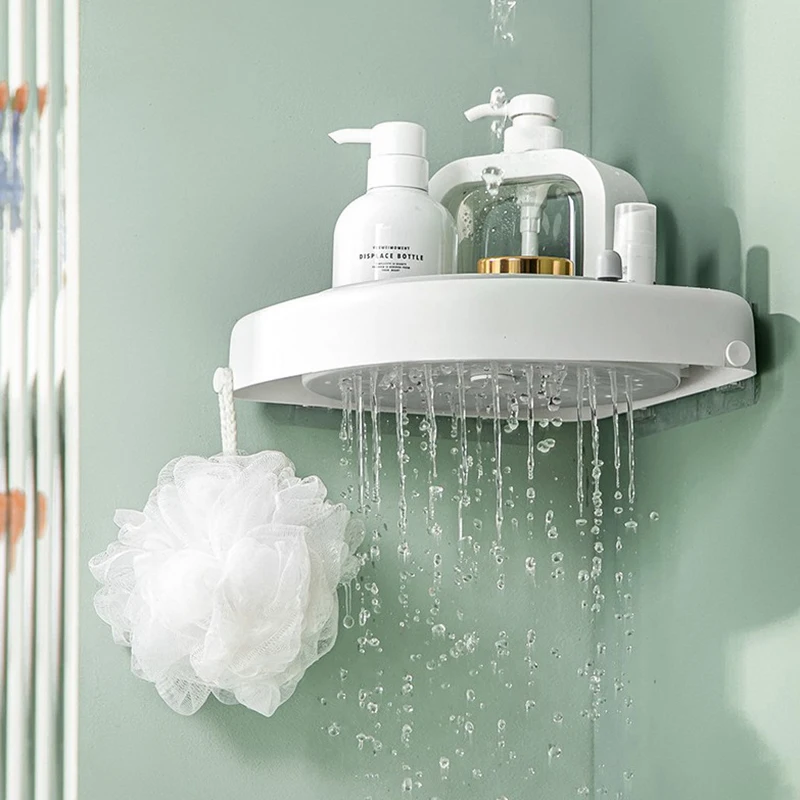 

Стеллаж для хранения в ванную комнату без перфорации, настенный органайзер с вращением на 360 градусов, аксессуары для ванной комнаты