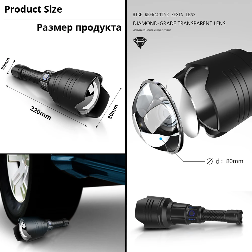 Супер мощный 7 ядер P10 светодиодный фонарик USB Перезаряжаемый тактический фонарь