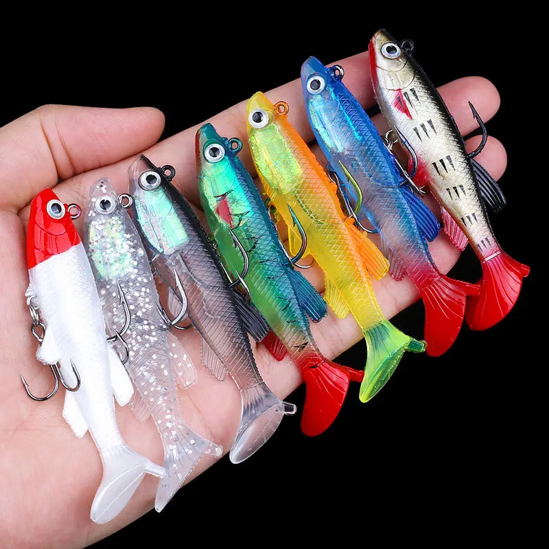 

Soft Fishing Lures Wobblers Artificial Baits Silicone Lure Lead Spoon Jig Head Hook Bait Tackle 8.5cm 14g Sea Bass Carp Catfish