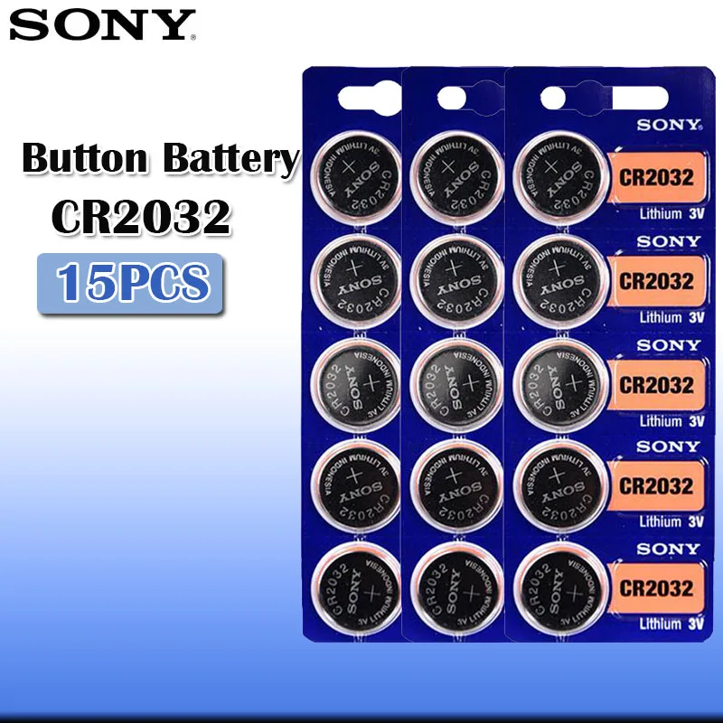 15 шт./лот sony CR2032 3 в оригинальная литиевая батарея для часов с пультом дистанционного управления калькулятор CR2032 кнопочные батарейки для монет