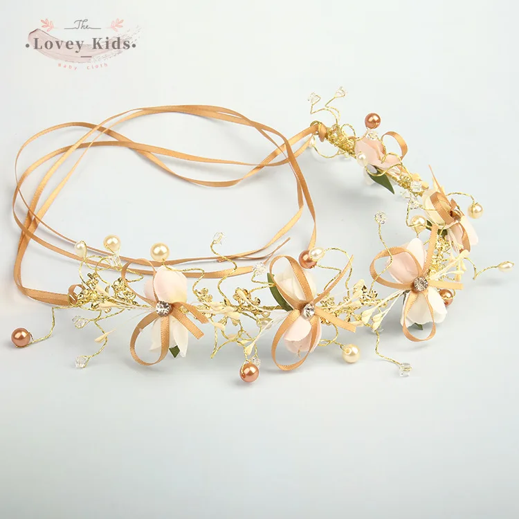 Baby Girl Crown 2021 Princess Floral Flower Beading Patchwork Headdress Boho Wedding Birthday Headpiece Headband Hair Wreath | Детская