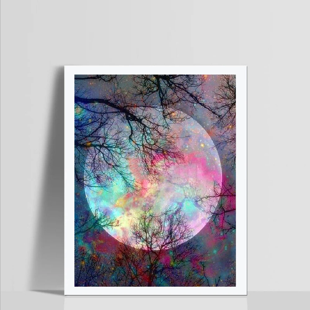 DIY Алмазная краска ing 5D акриловая полная круглая/квадратная дрель Луна/дерево