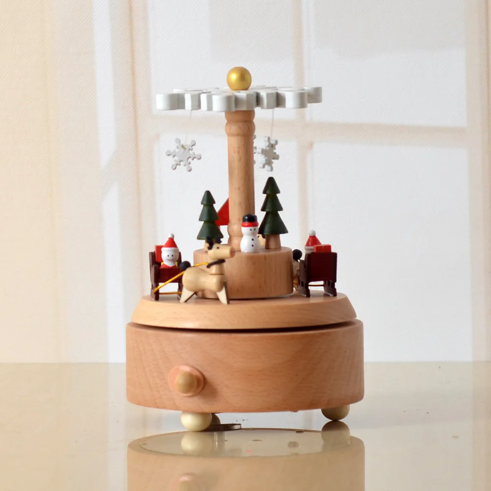 

Очаровательная деревянная музыкальная шкатулка ручной работы, снежинка, Санта, рождественские подарки, украшение для дома, идеальный подар...