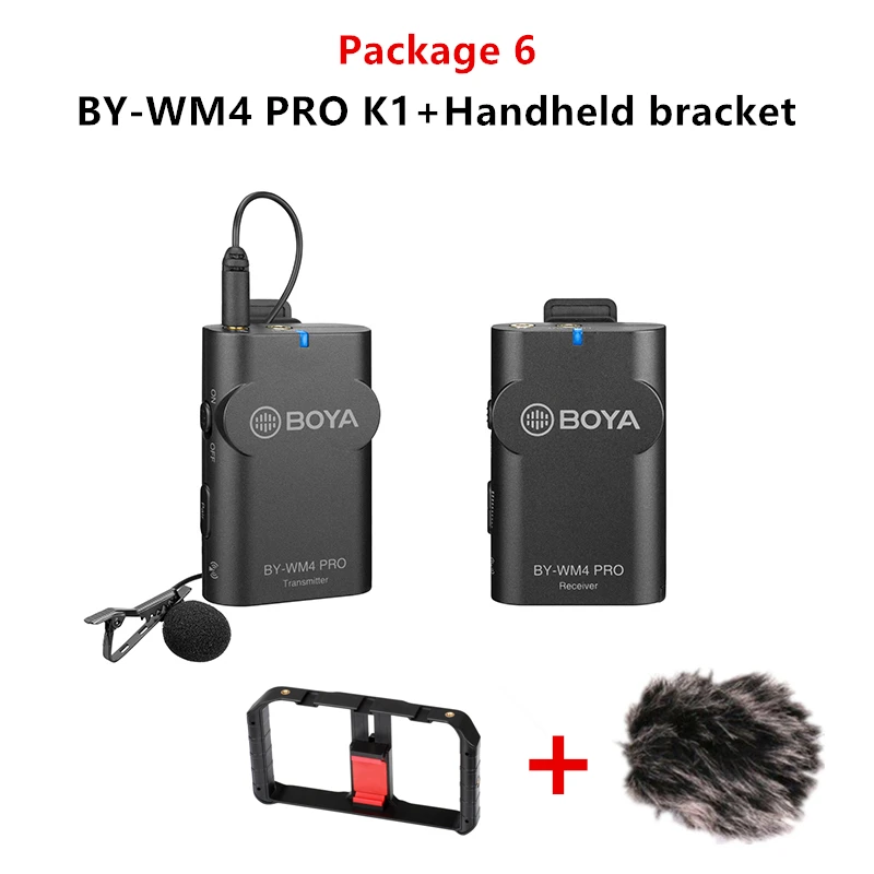 Package 6 BOYA BY-WM4 Pro/BY-WM4 Mark II беспроводной Студийный конденсаторный микрофон петличный лацкан микрофон для интервью для iPhone Canon камеры Nikon - Цвет: Package 6