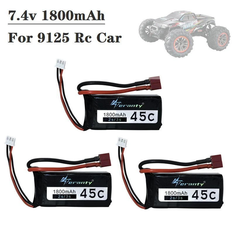 

1-5Pcs Rechargeable 7.4v Battery For 9125 Remote Control Car Spare Parts 7.4v 1800mah 45C Lipo Battery XLH 9125 battery 1800mah