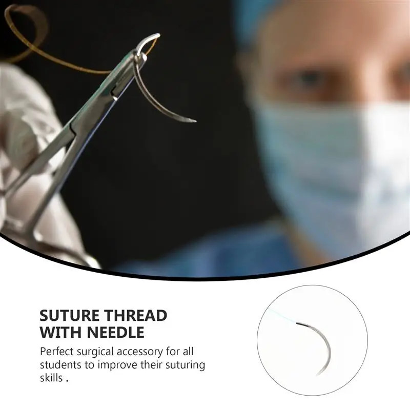 

12 Pcs Suture Thread with Needle Practice Suturing Camping Survival Demo Device