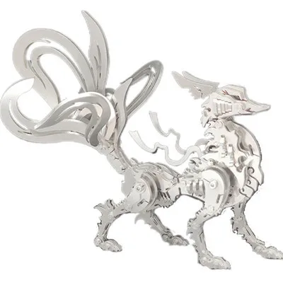 

2021Large nine-tailed fox 3d stereo model mechanical assembly manual stainless steel assembled jigsaw toy