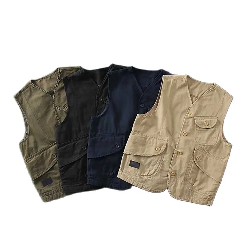 Жилет Мужской Хлопковый в стиле ретро повседневная безрукавка с несколькими
