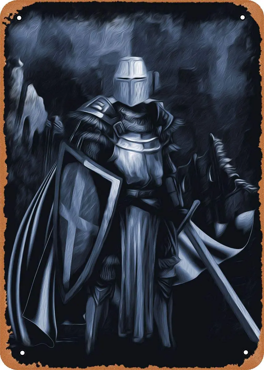 

AKICLIA Templar Crusader Knights Crusader Templar Knight 3 Vintage Sign Metal Tin Sign Wall Decor 8 X 12 Inches