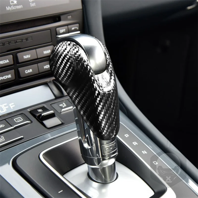 

Real Carbon Fiber Car Gear Head Shift Knob Cover Shifter Lever For Porsche Macan Panamera Boxter 719 911 Interior Accessories