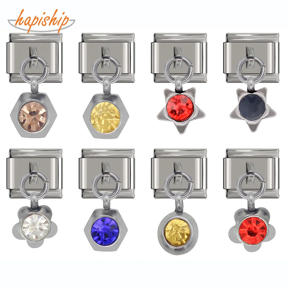 Hapiship крутой дизайн Сердце Звезда квадратные круглые стразы итальянский Шарм