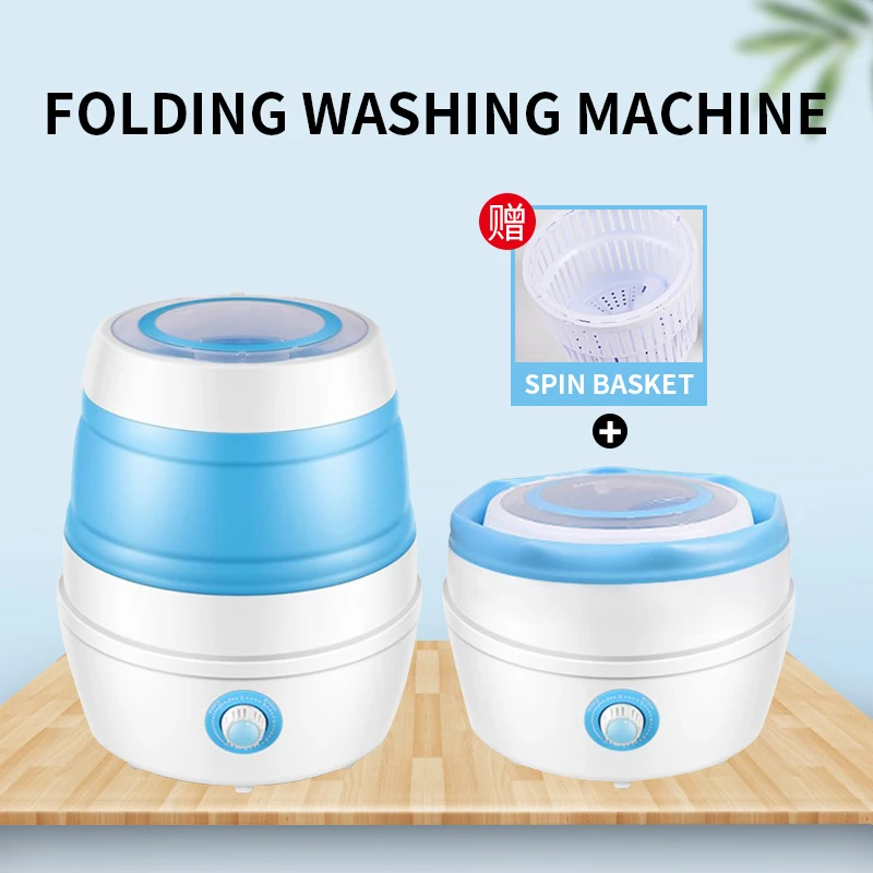 Folding washing machine 220V small dormitory household portable with dehydration basket underwear and underwear mini washing