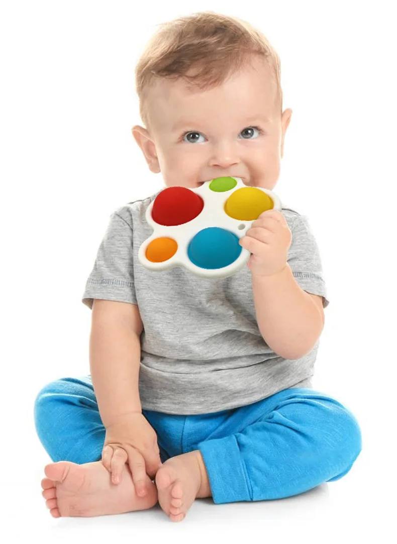 

Bubble Sensory Rattle Puzzle Montessori Toy Colorful Fidget Teething Grasp InfantsStress Reliever Toddler Digits Box Grab Board