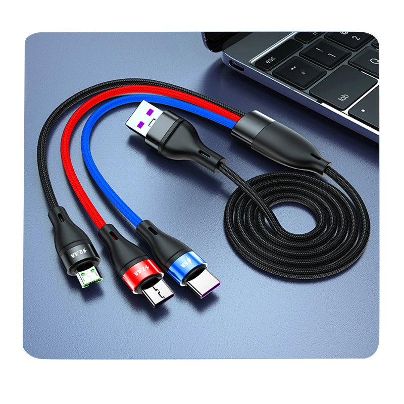 2 м длинный USB-кабель 3 в 1 кабель Автомобильное зарядное устройство провод Тип C