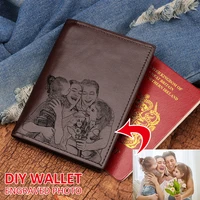 customized photo passport cover for men personalized engrave bifold wallet luxury custom photo card holder gift for fathers day