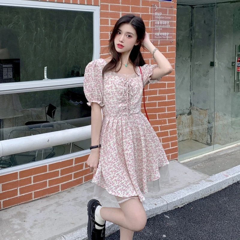 

Real Shot Cost-Effective Design Floral Strap Dress for Women