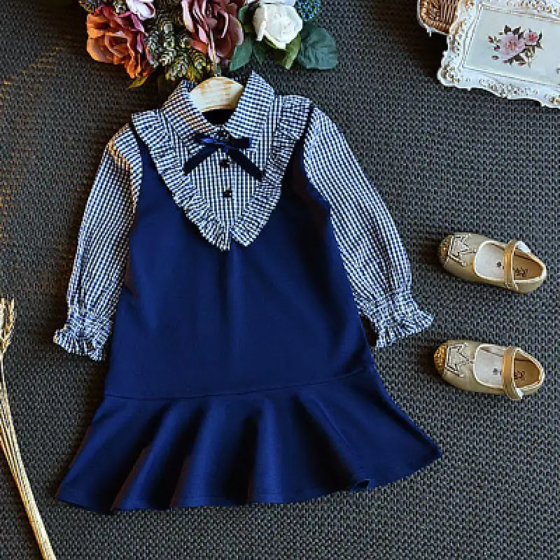 Осеннее платье принцессы с оборками для маленьких девочек детская школьная