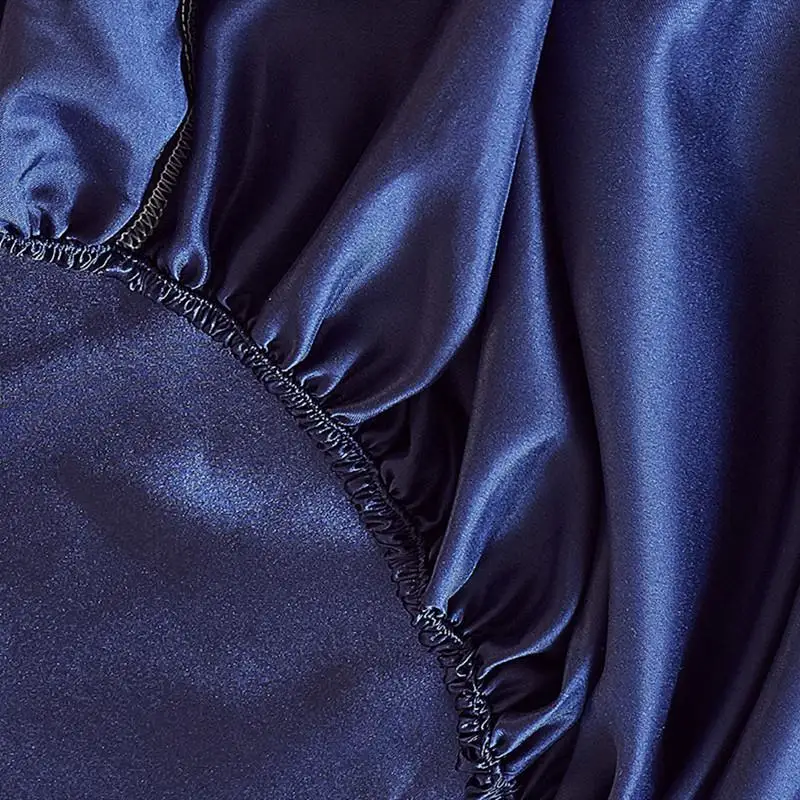 30 Satin Silk Fitted Bedsheet with Elastic Band Single Twin Queen King Size Black/Blue Color Cold Bed Sheet and Linen | Дом и сад