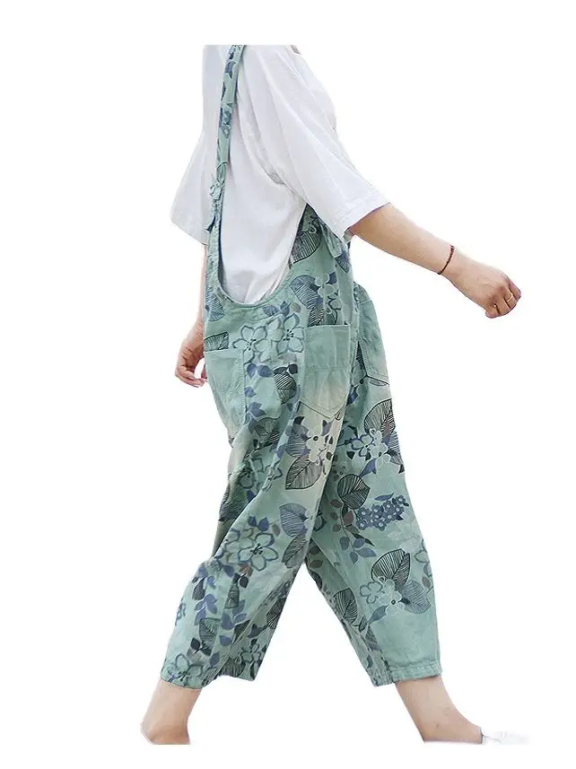 Летний длинный женский комбинезон на элегантных кнопках с карманами без рукавов