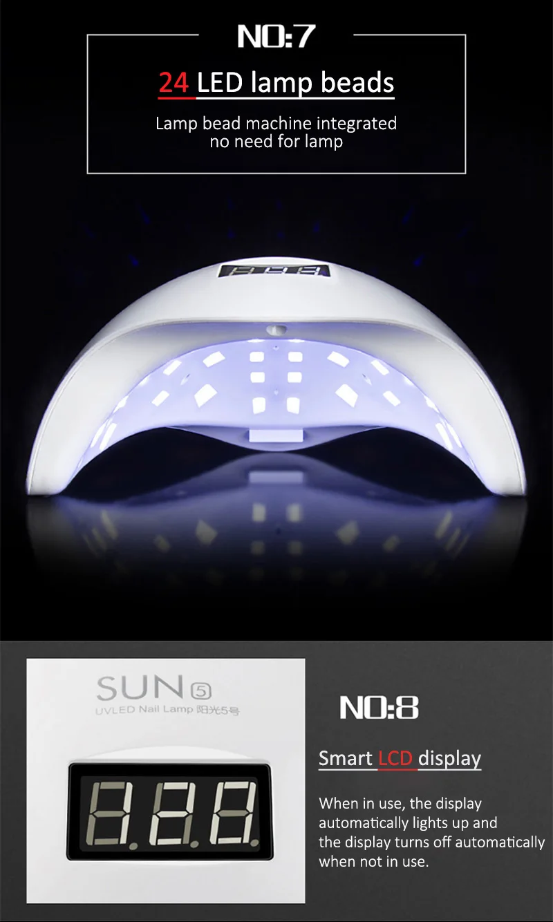 SWOISS 48W UV LED Lamp Nail Dryer For All Gels Polish Sun Light Infrared Sensing Timer Smart LCD Display Manicure