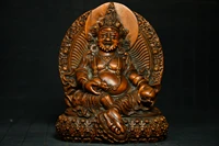 6china lucky old boxwood hand carved yellow god of wealth buddha huang caishen office ornaments town house exorcism
