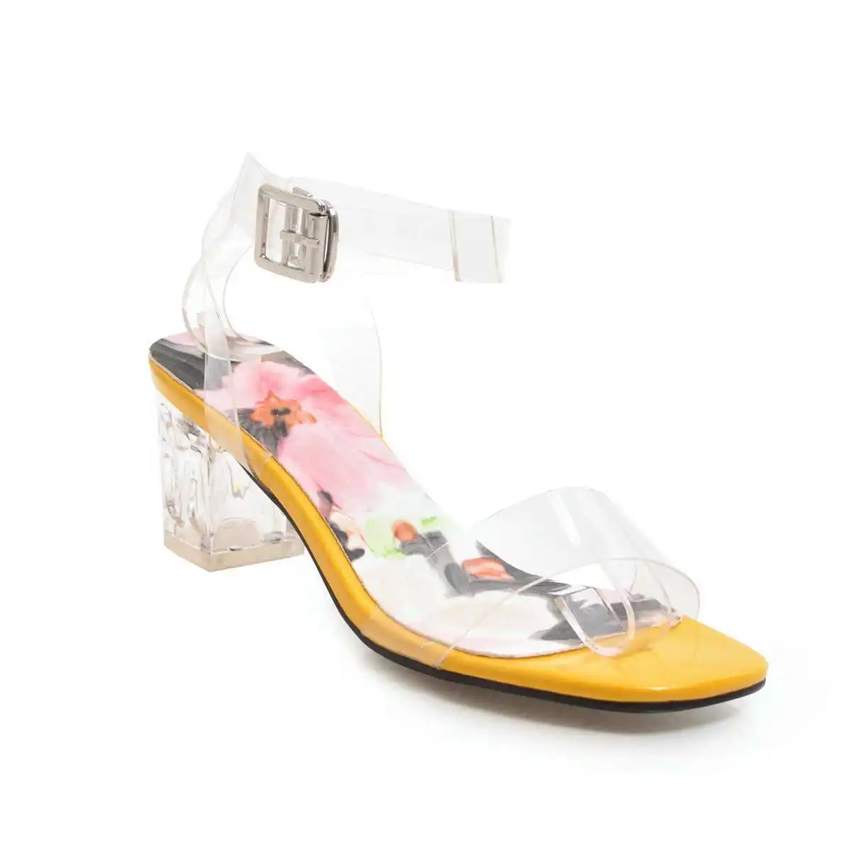 

2021 new Summer women's shoes thick heel medium heel Size open toe versatile sandal trend