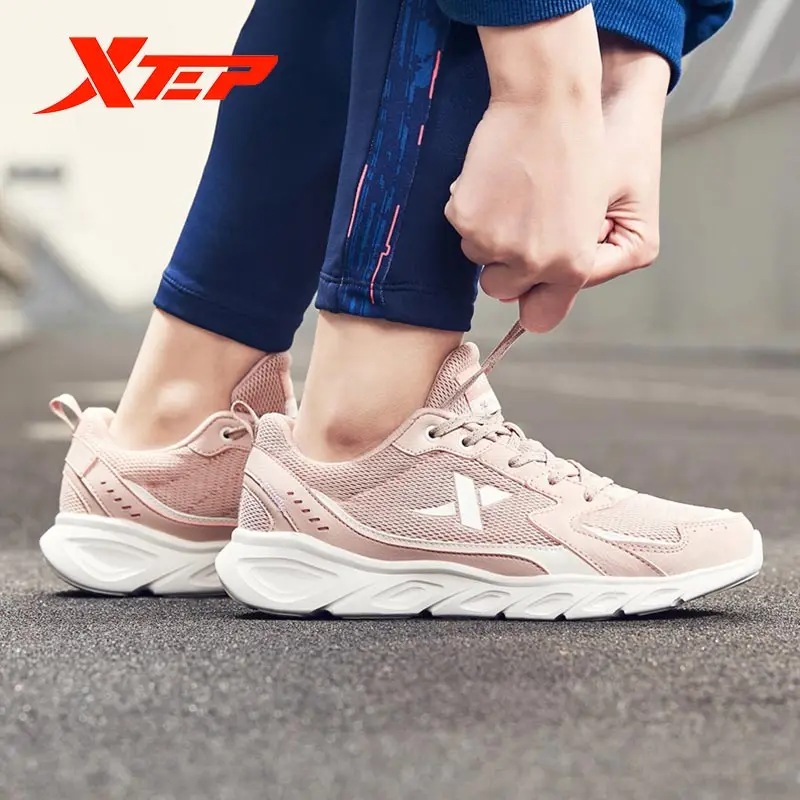 Xtep Women's Running Shoes Autumn Solid Color Lace-Up Sport Shoes Women Outdoor Shock Absorption Anti-Slip Sneakers 880118110106