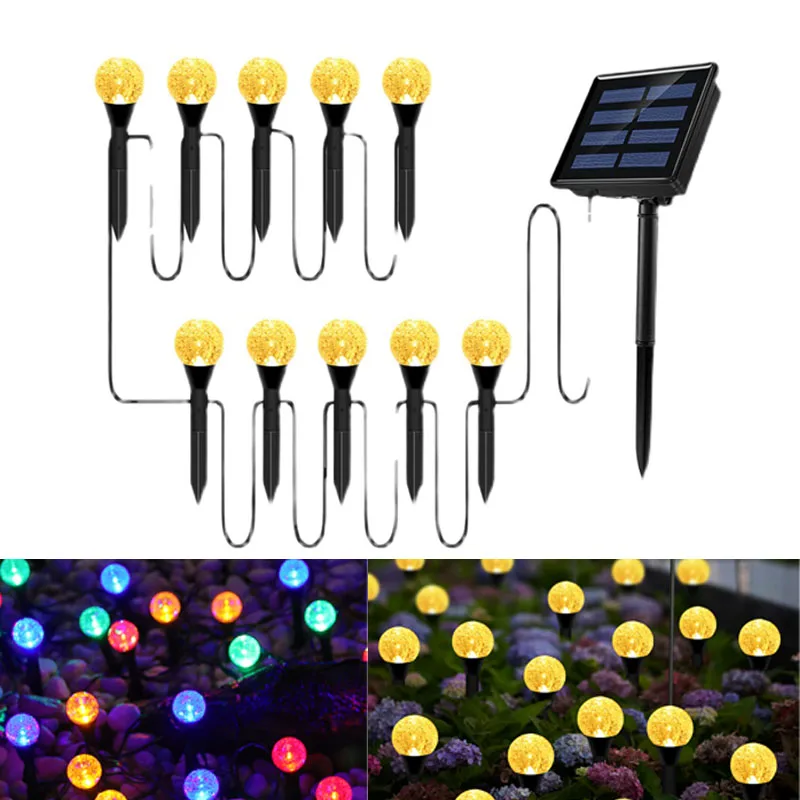 

LED Solar Street garland Light Bubble ball Path Outdoor Waterproof Festoon Fairy String Light Garden Yard christmas decoration