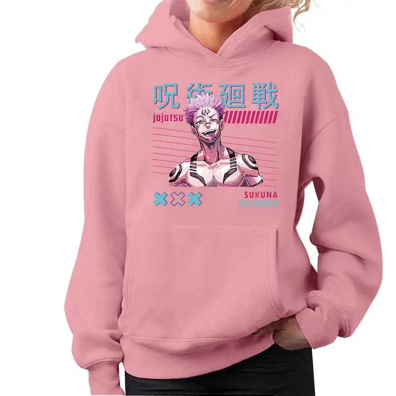 

Kawaii Japanese Anime Jujutsu Kaisen Hoodies for Women Unisex casual Cartoon Warm Yuji Itadori Graphic Harajuku Sweatshirts gojo