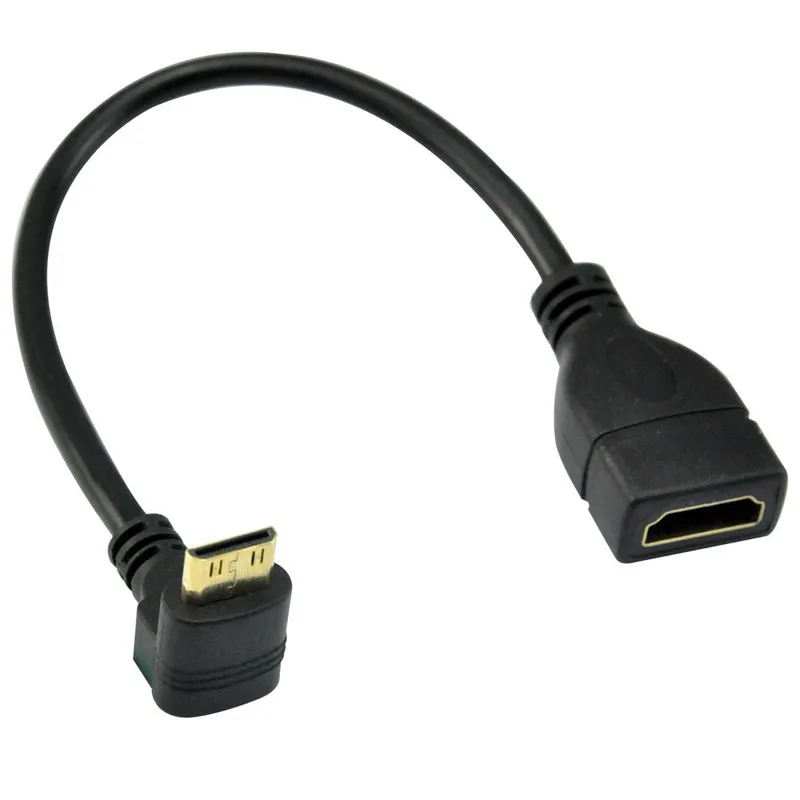 

Мини HDMI-совместимый штекер к HDMI-совместимый гнездовой кабель 90 градусов вверх прямоугольный мини-HDMI адаптер кабель 15 см