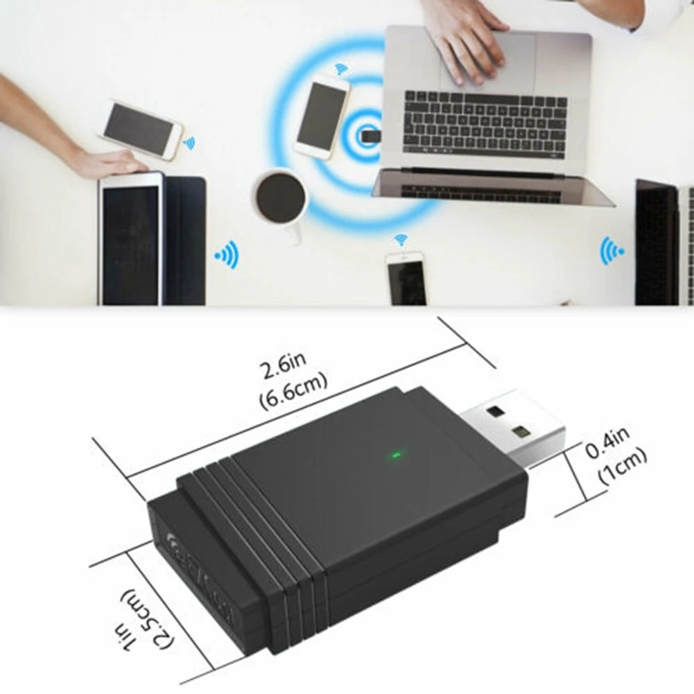 

1200Mbps Wireless WiFi Adapter USB 3.0 Dongle Dual Band 5G/2.4G Bluetooth 5.0 for PC H-best