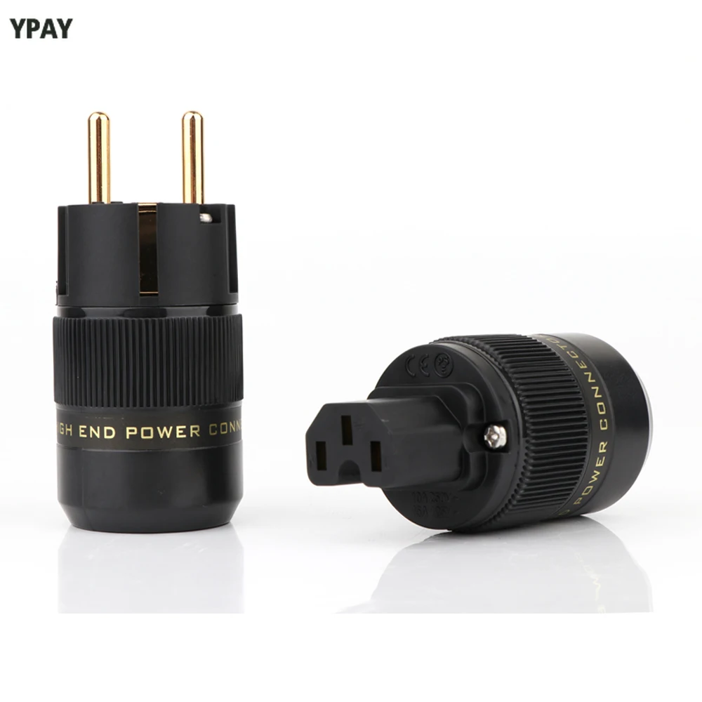 

Hight Quality P-078E 24K Gold Plated Schuko AC power plug+C-078 IEC power connector hifi EU power adapter