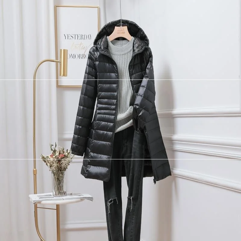 

plus size down jacket for women 200 Jin fat mm medium length super light weight light weight middle aged and old