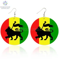 somesoor print african lion king wooden drop earrings with africa colors photos wood dangle jewelry for black women gifts