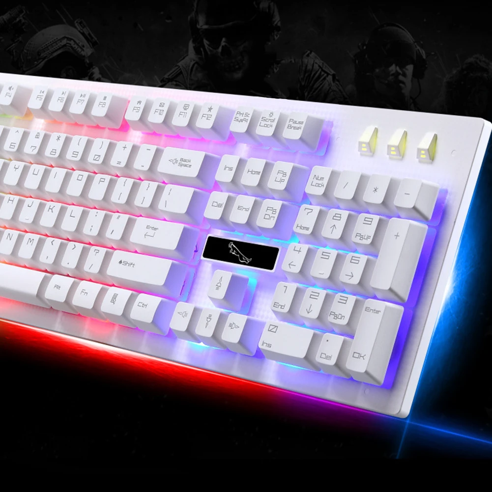 Игровая клавиатура с цветной светодиодной подсветкой USB проводная Радужная