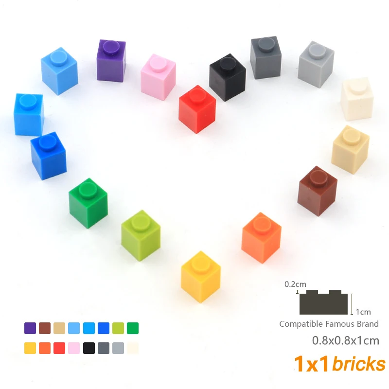 

60pcs/lot DIY Blocks Building Bricks Thick 1X1 Educational Assemblage Construction Toys for Children Size Compatible With Brand