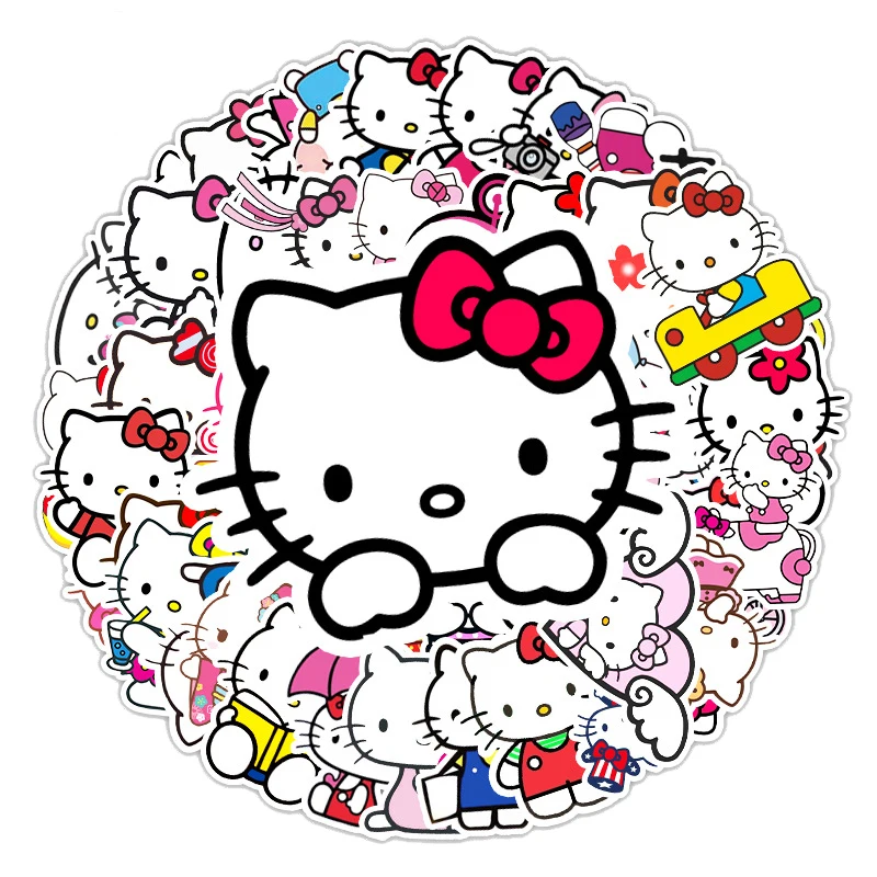 

10/30/50Pcs Sanrio Hello Kitty Stickers Anime Cartoon Sticker for Luggage Helmet Bike Phone Pvc Waterproof Decal Kid Toys Gifts