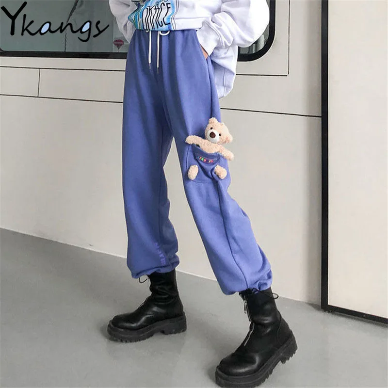 

Casual Streetwear Joggers Women Sweatpants Korean Straight Cargo Pants Elastic Baggy High Waist Hip Hop Harajuku Trousers Women