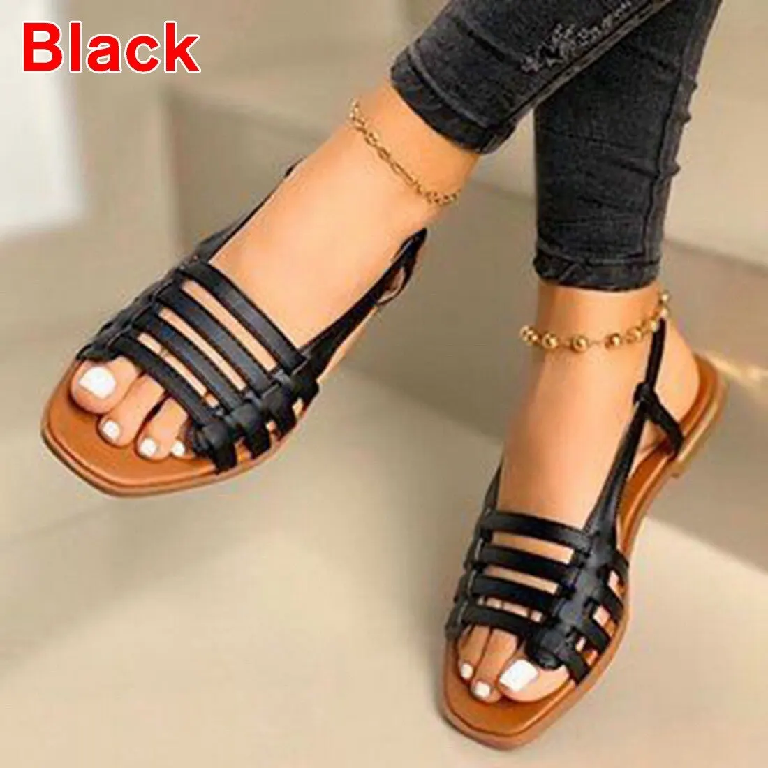 

Women's Flat Sandals Summer Hollow Out Roman Sandals Gladiator Open Toe Casual Beach Ladies Shoes Outdoor Sandalias 2021