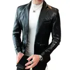 Осень-зима 2021 новый мужской кожаный костюм куртка деловая мода повседневная приталенная куртка из искусственной кожи костюм мужские пальто