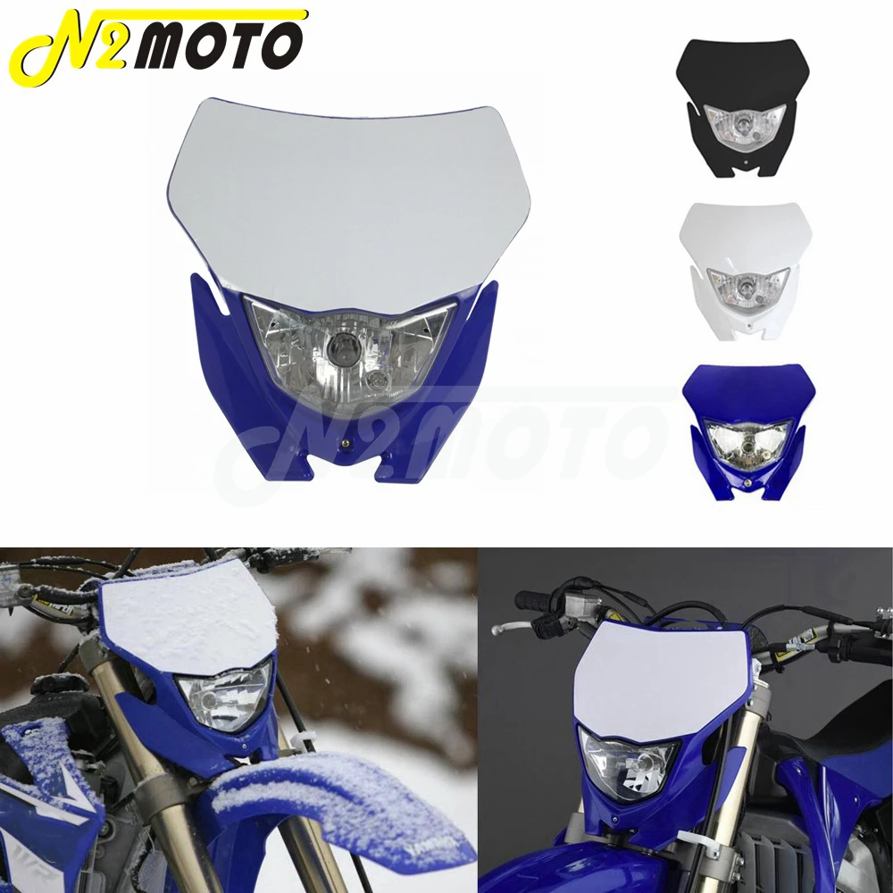 Motocross Headlight White H4 12V 35W Dual Sport Kit For Yamaha WRF250/400/426/450 YZ TTR WR XT MX Enduro Dirt Bike Head Light