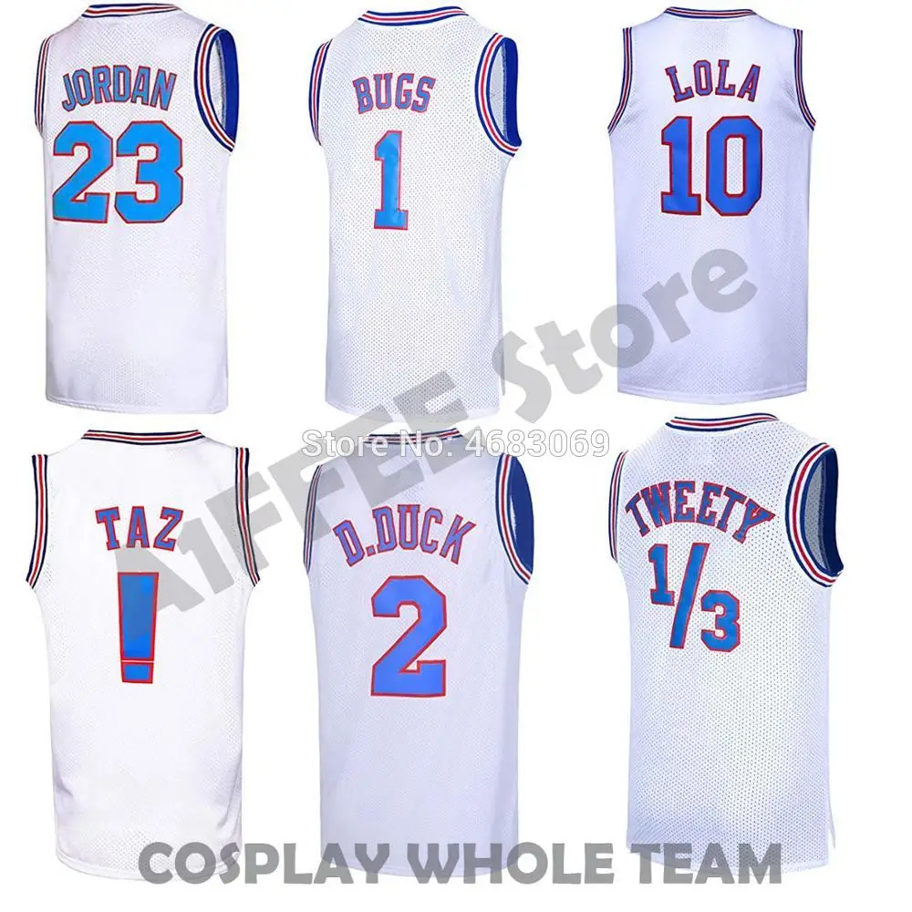 

Movie Cosplay Costumes Space-Jam Tune-Squad #23 #1 BUGS #10 LOLA #22 Murray Bunny Basketball Jersey Stitched Number