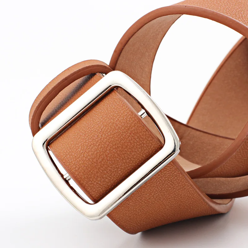 Ремень женский Повседневный без иглы широкий однотонный пояс с квадратной