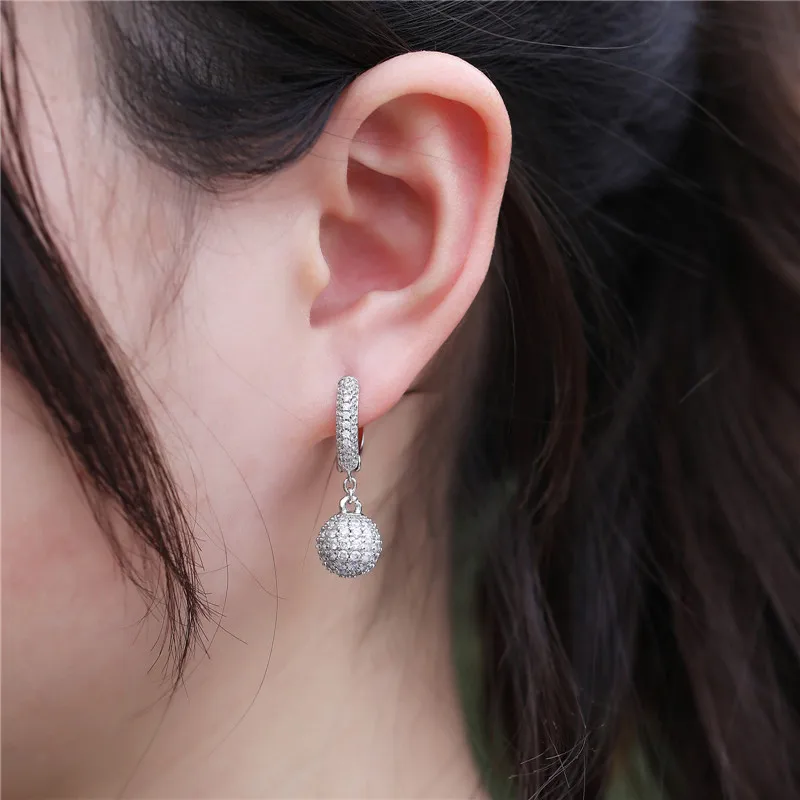 Серьги-подвески D &amp Z с круглыми шариками серьги микрозакрепкой из Кубического