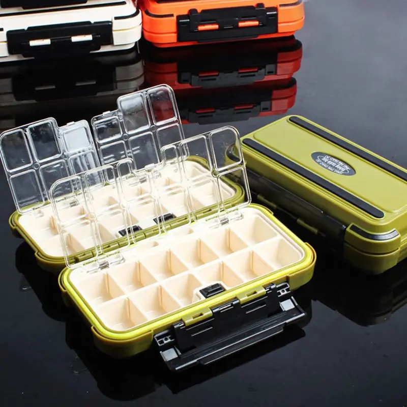 Lure Fishing Box 24 Compartments Double Layer Plastic Tackle Green | Спорт и развлечения