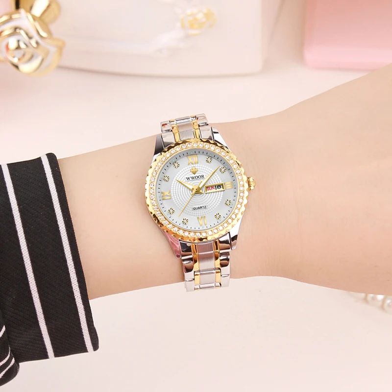 Новинка WWOOR женские часы Топ люксовый бренд модные повседневные кварцевые