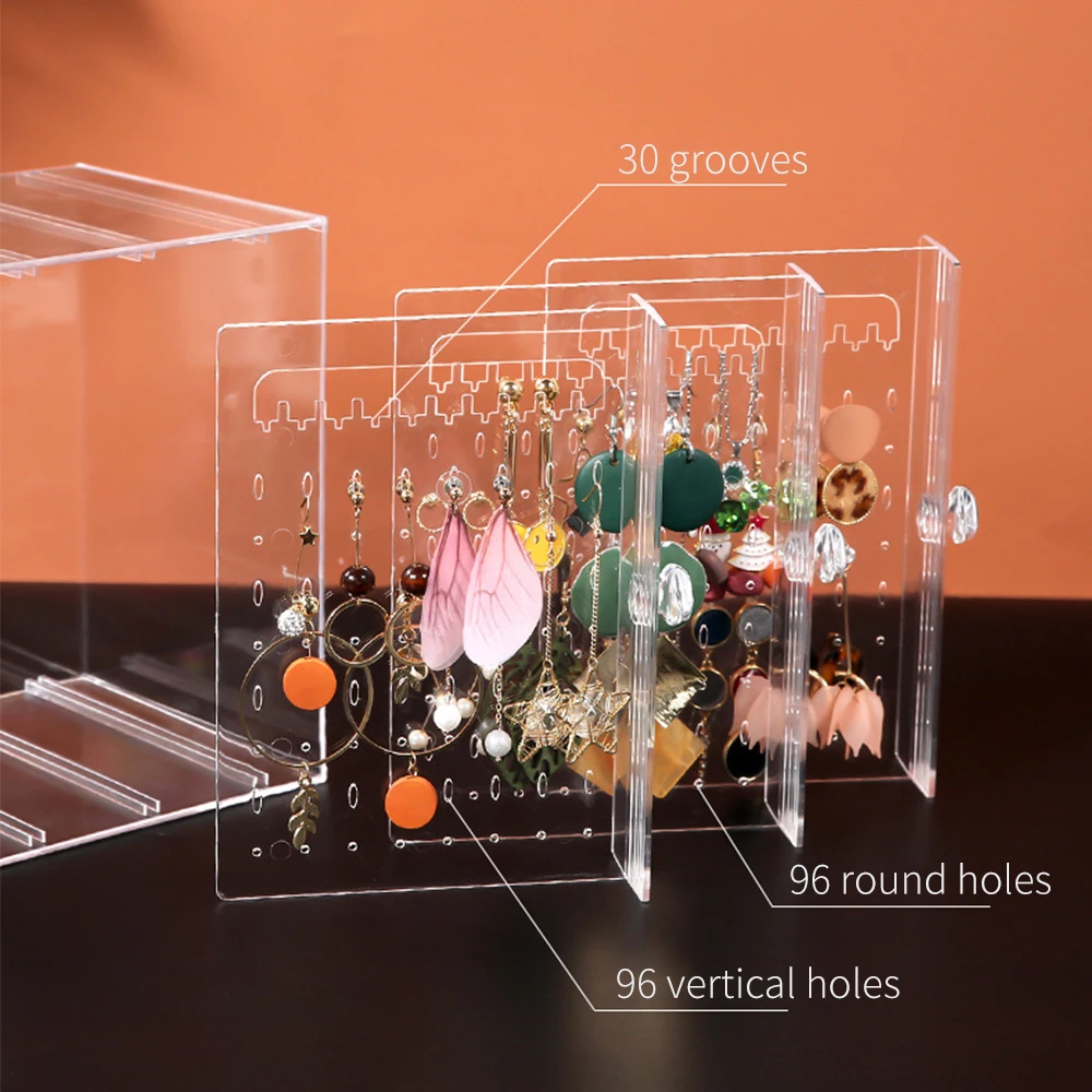 

Acrylic Earrings Display Stand Jewelry Storage Box Dustproof Drawers Rack Holder Storage Case Earrings Hanger Display Stand Rack