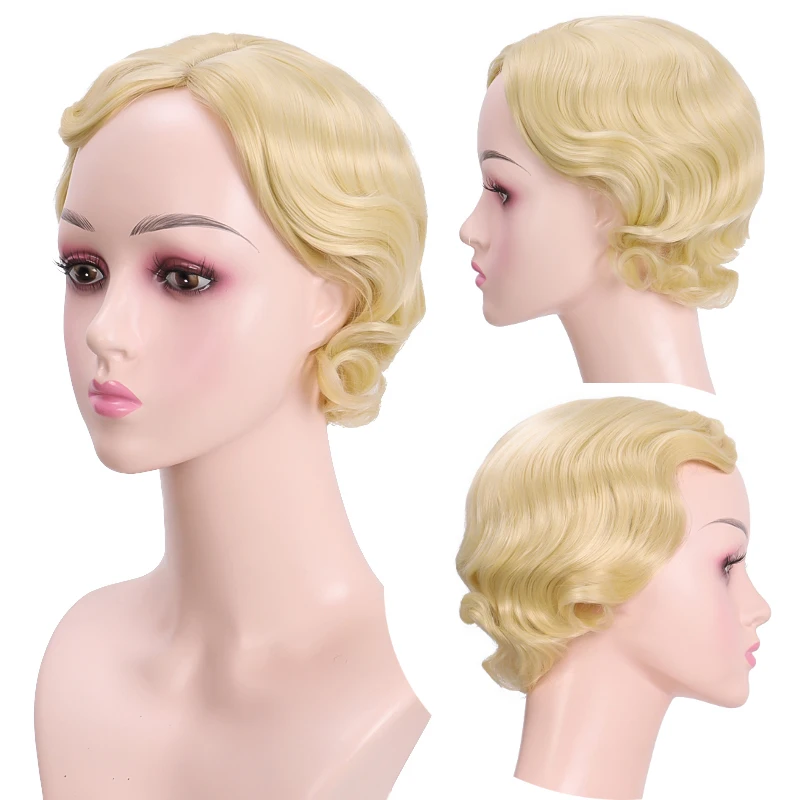 AOOSOO 8 дюймов милые короткие парики синтетические вьющиеся с челкой женские парик