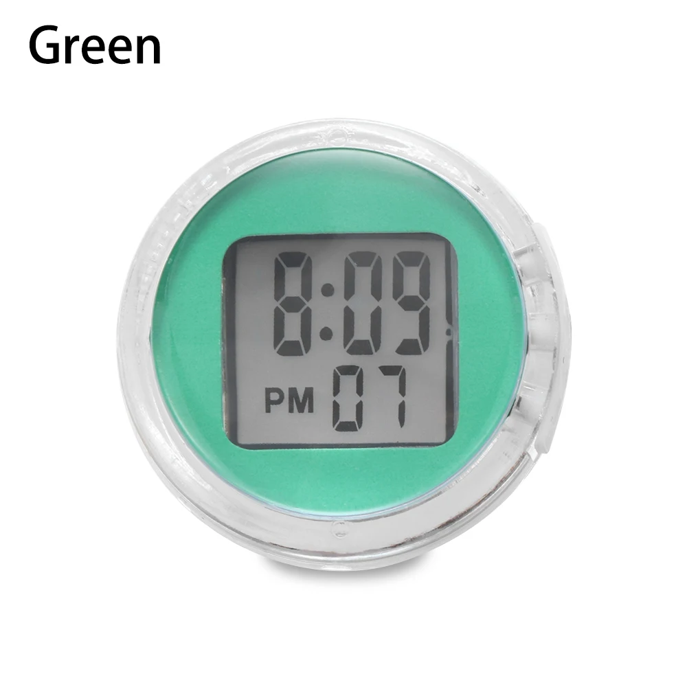 GREEN 1 шт. мини-часы для мотоцикла часы водонепроницаемые палка-на кронштейн для мотоцикла часы цифровые часы для стайлинга автомобилей - Цвет: GREEN